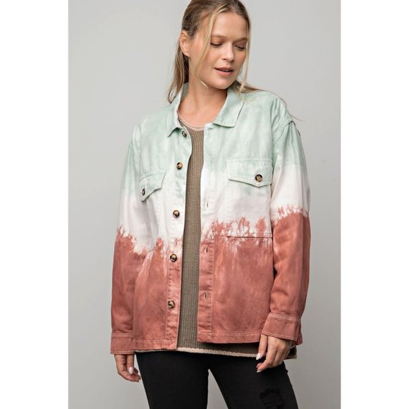 easel Jackets & Coats Easel Sage Plum Tie Dye Multi Color Washed